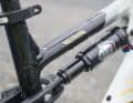 Quick-release saddle clamp and proven shock absorber linkage that still leaves room for a bottle.