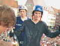 A close-up of Brandon Semenuk, with Thomas Genon behind him.
