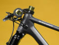 To compensate for the large front wheel, the prototype requires a special stem with an angle of -40 degrees.