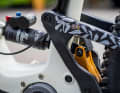 The Tri Air shock from SR Suntour manages 175 millimetres of travel.