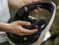 The chin pads are removable. In the event of a fall, even if the head is still inside. A safety feature that many motorbike helmets also offer.