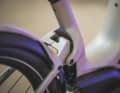 The compact suspension system is concealed behind the seat tube.
