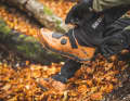 The retaining straps make it easier to get into the sock-like upper of the GE900 GTX from Shimano.