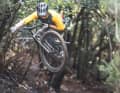EMTB test rider Tobi rides the Trek Fuel EXe in his favourite habitat. "No other bike in the test can be pulled off and thrown through the air so well," he says.
