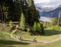 It will probably be mid to late April before these trails with views of Lake Reschen are free of snow again.