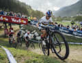 Pauline Ferrand Prevot leads the World Cup field on her BMC Fourstroke.