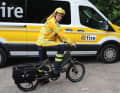 When larger vehicles can't get through, manoeuvrable cargo bikes can be the solution: The disaster relief organisation @fire has recently started using two Quick Haul e-cargobikes from Tern