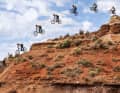 Cross-country flight: Clemens Kaudela jumps the biggest jump in Utah. He has christened it Minister. Height difference: 15.6 metres.