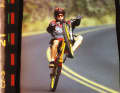 Surfing on tarmac: Bobby Root races down the coastal road at almost 100 kilometres per hour.