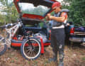 Josh Bender with his suspension travel monster from Karpiel.