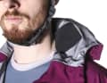 The collar closes high and tight on the head even without a hood