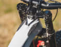 The cables in the new Fury are routed into the frame for a tidy look. The front was too low for us. Coincidentally, we had a handlebar with more rise. Better!
