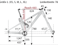 The geometry data of the GT Sensor ST Carbon Pro from the BIKE lab.