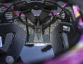 The harness system is excellently guided and the height of the headrest is easy to adjust