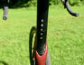 The test bikes were ordered "naked", but such deeply integrated lights are difficult to remove. The front counterpart is emblazoned on the stem.