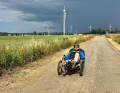 In his presentation with a picture show, he talks about "trike packing" ...