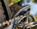 A small chain guide on the Merida is designed to prevent the drivetrain from dropping.