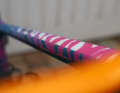 The Dyedbro frame protection film covers visual damage, such as this paint chip on the top tube, and protects the bike from further damage.