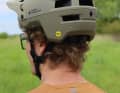 For extra protection, the Sweet Protection helmet is pulled far down at the back.