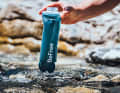 The principle is simple: pour unsafe water into the bottle, put on the filter cap and drink clean water.