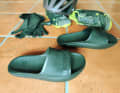 Out of the MTB shoes and into the softly cushioned Blackroll slippers.