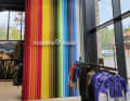 The headquarters aims to showcase and accommodate the whole world of the company. These colourful stripes, for example...