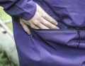 A generous back pocket serves as a storage space or pannier for transport