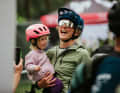 Enduro ace Ines Thoma with her offspring.