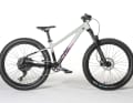 The silhouette of the Marin San Quentin children's mountain bike makes it clear that it was inspired by dirt bikes and trail hardtails.