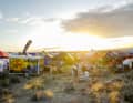 The paddock is located in the middle of the Sonoran Desert. Some of the participants camp there for the whole week.