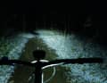 Not quite as bright, but still easy to see: The dimmed high beam level.