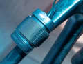 The battery can be easily attached to the frame using a stretchy Velcro fastener
