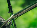 In keeping with its history, the new TransAM consists of a chromoly steel frame. However, the geometry makes the bike look like a modern hardtail.