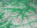 In addition to the peaks, the map also shows famous long-distance hiking trails.