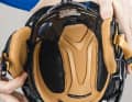 There is no rotation system, but there are large helmet pads.