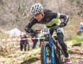 Nico Brandl in full attack mode during the slalom race.