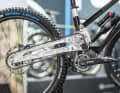 There's a lot to look at: High-pivot rear triangle with belt drive and Pinion gearbox on the Gamux Sego downhill bike.