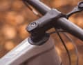 All the cables run neatly into the frame behind the Acros headset.  There is no steering stop limiter to protect the top tube in the event of a fall.