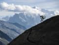 Turning the rear wheel against the dream backdrop of Mont Blanc.