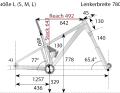 The geometry data of the NS Bikes Define AL 130 from the BIKE lab.