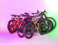 The selection of children's mountain bikes is colourful. Buying guides help families to keep track of what's available.
