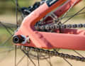 The Propain Trickshot's single-speed drivetrain can be tensioned with horizontal dropouts and a half-link chain.