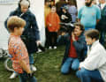 Early in the limelight: Nino Schurter in front of the camera.