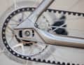 The Gates belt can be tensioned on the Prova Mostro Pinion using 3D-printed titanium dropouts.