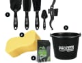 Brushes, sponge, bucket, microfibre cloth - you are perfectly equipped for bike cleaning.