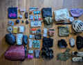 My provisional luggage. Sandra sent some of it, such as a wind waistcoat, rain trousers and overshoes, to the start. Unfortunately, a mistake was made at the post office, so the parcel was sent late and didn't arrive on time due to the public holiday.