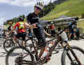 Completely rocked, but satisfied: BIKE editor Jan Timmermann with the Storck Adrenalin.2 after the first stage of the Alpentour Schladming 2024.
