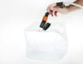 Alternatively, you can also draw water from the 20-litre collapsible canister or, thanks to the filter attachment, from the lake