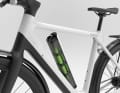 The Samsung battery folds upwards out of the down tube. It's nice that a lightweight bike can afford this everyday use.