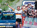 Etappensieger Jan Ullrich (Team Deutsche Telekom) in Arcalis / Andorra und damit holt er das Gelbe Trikot bei der Tour de France 1997.